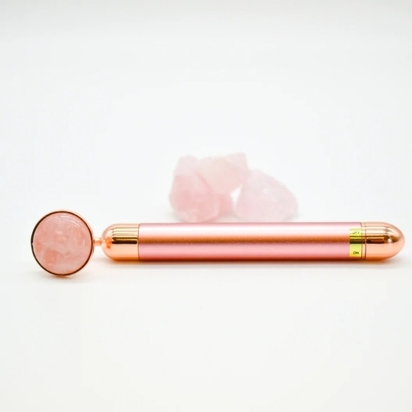 Rose Quartz Vibrating Face Roller Phoenix Luxe + Willow Facial Massager Skincare - Picture 3 of 15